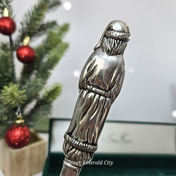 Vtg Silver Treasures By Godinger Silverplate Holiday Santa Slotted Serving Spoon - Picture 8 of 12